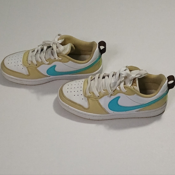 Nike Other - Nike Kids White and Beige Sneakers with Blue Swoosh